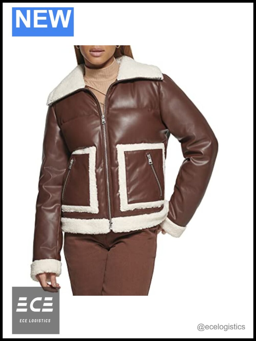 Faux Fur Puffer Jacket Quilted Zip Front Stand Collar Women's